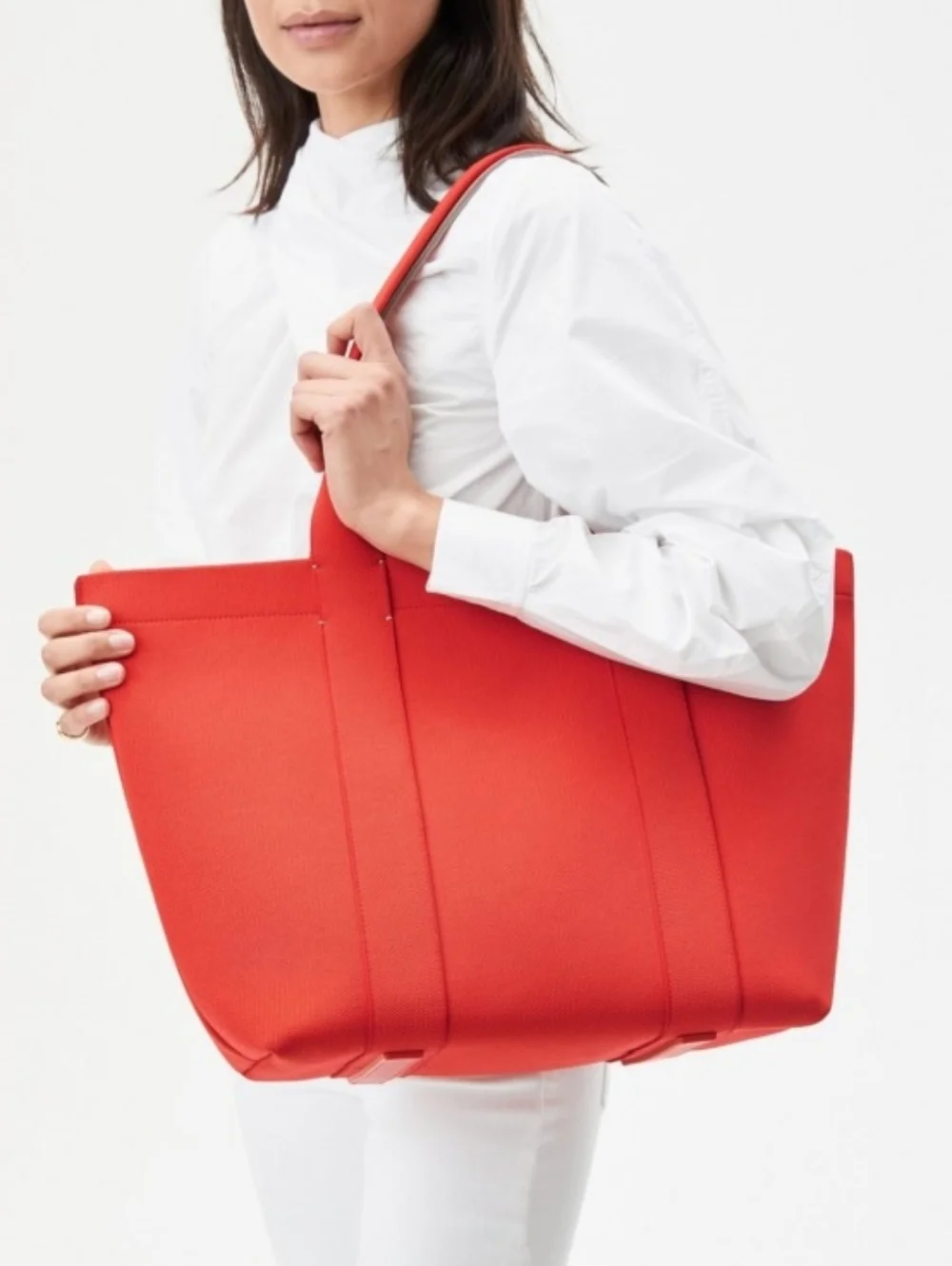 RARE NWT ROTHY'S ESSENTIAL TOTE BAG - BRIGHT POPPY RED - WITH MAGNETS